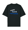 Back view of black LSTHRS T-shirt featuring the Make Memories design in white and blue