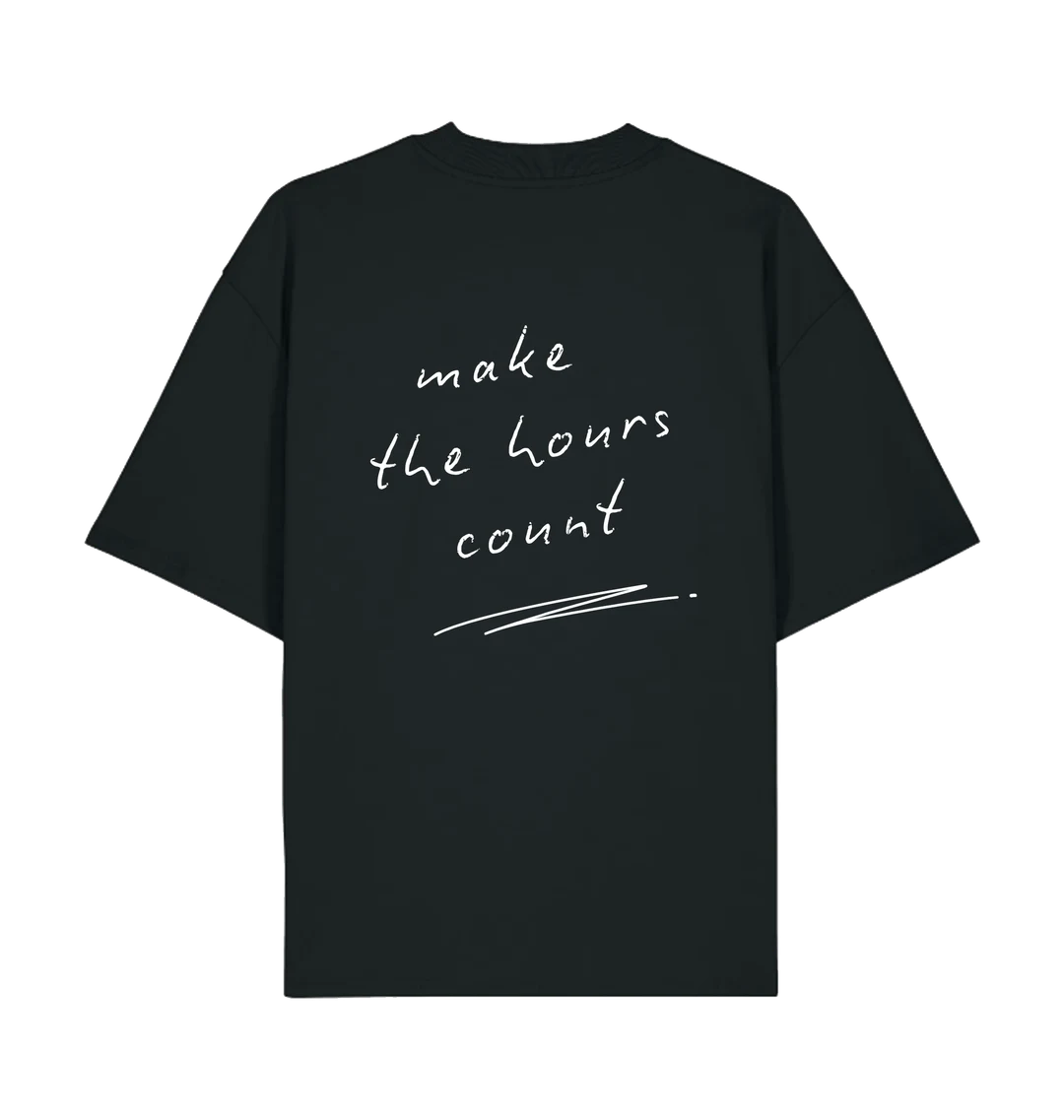 Black LSTHRS oversized T-shirt with Make the Hours Count print on the back