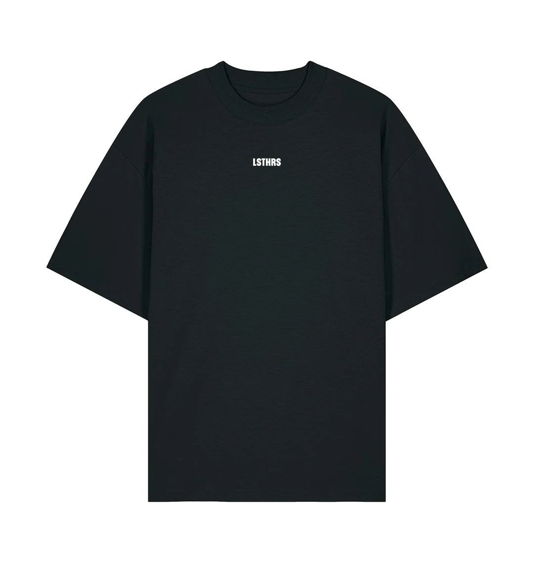 Front view of black Make Memories oversized T-shirt by LSTHRS