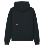 Back of black LSTHRS hoodie with embroidered logo