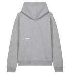 Back of grey LSTHRS hoodie with embroidered logo