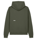 Back of khaki LSTHRS hoodie with embroidered logo