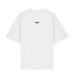 White LSTHRS T-shirt with small embroidered black logo on the chest