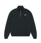 Black LSTHRS quarter-zip sweatshirt with small logo on the chest