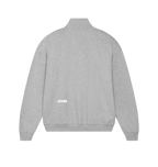 Back of grey LSTHRS quarter-zip sweatshirt with subtle white logo