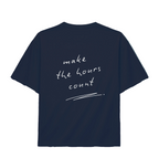 Navy LSTHRS oversized T-shirt with Make the Hours Count print on the back