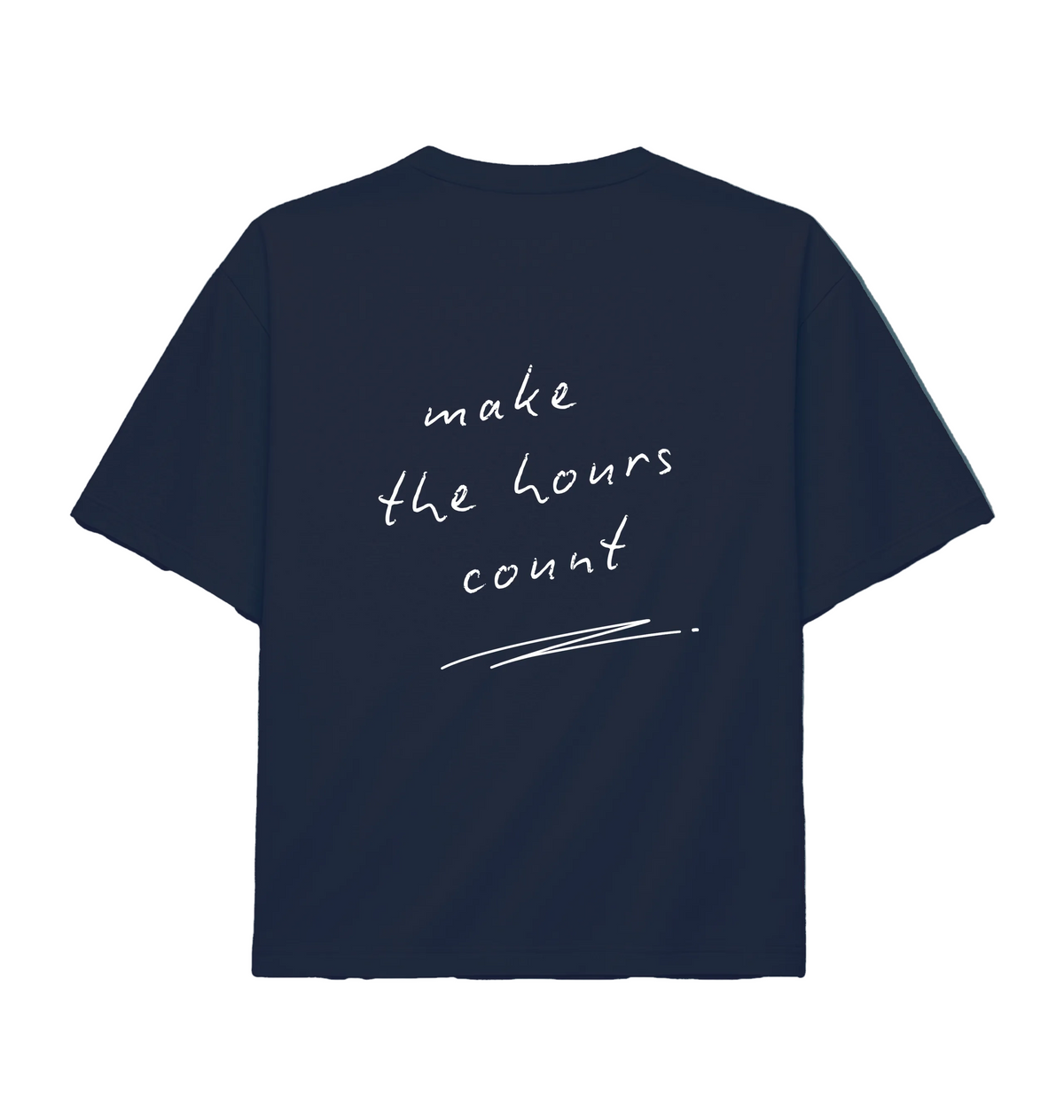 Navy LSTHRS oversized T-shirt with Make the Hours Count print on the back